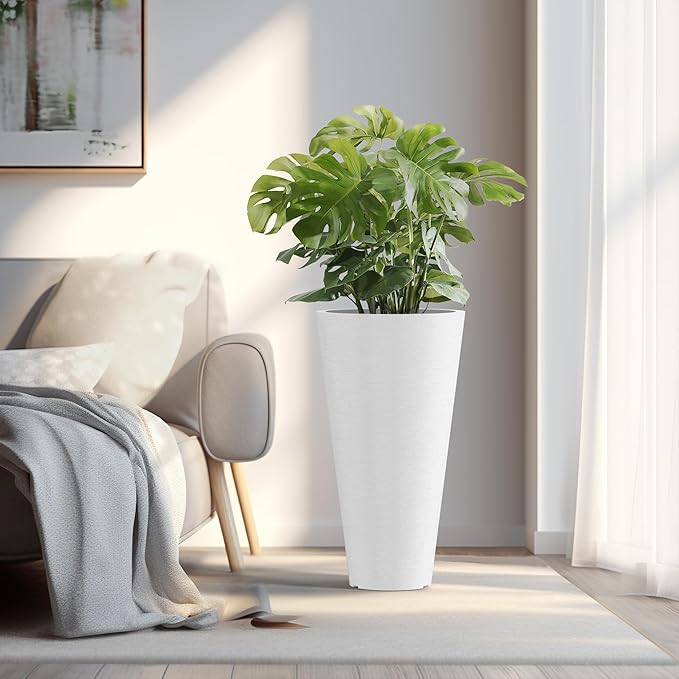 Kante Tall Round Planter Set of 2, 29 Inch Tall Decorative Planter Pots - Image 5