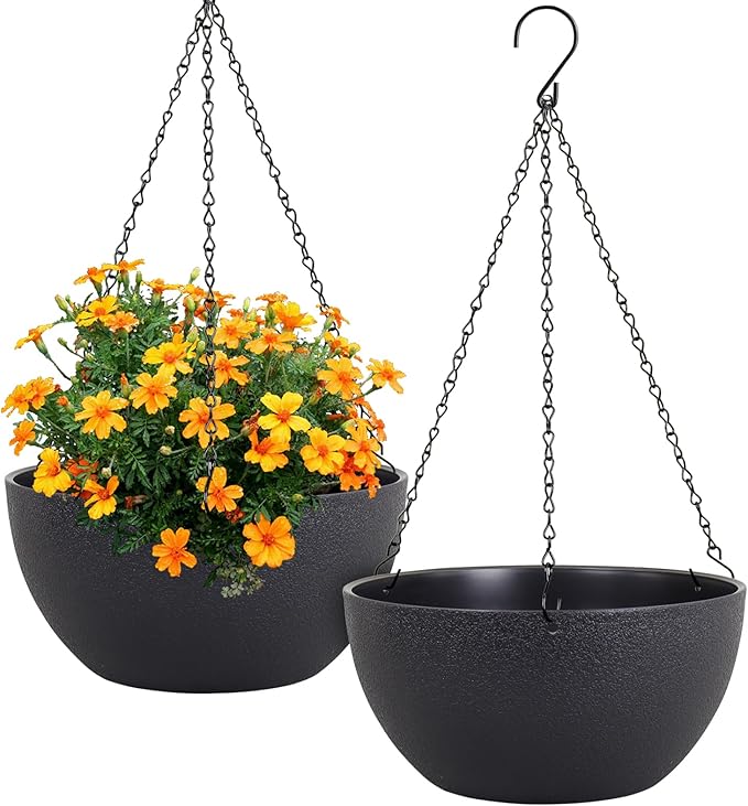 12 inch Large Hanging Planters for Indoor Outdoor Plants, 2 Pack Hanging Flower by Meowell