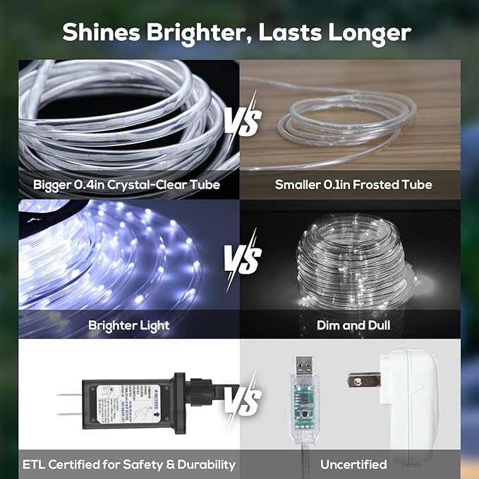 50FT 360 LED Waterproof Rope Lights Outside - Image 6