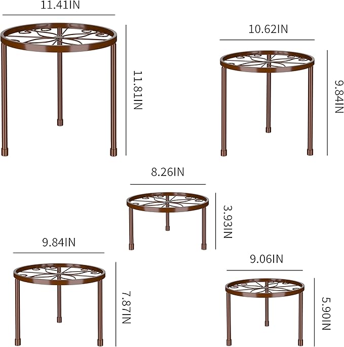 5-Pack Decent Metal Plant Stands, Heavy Duty Flower Pot Stands - Image 7