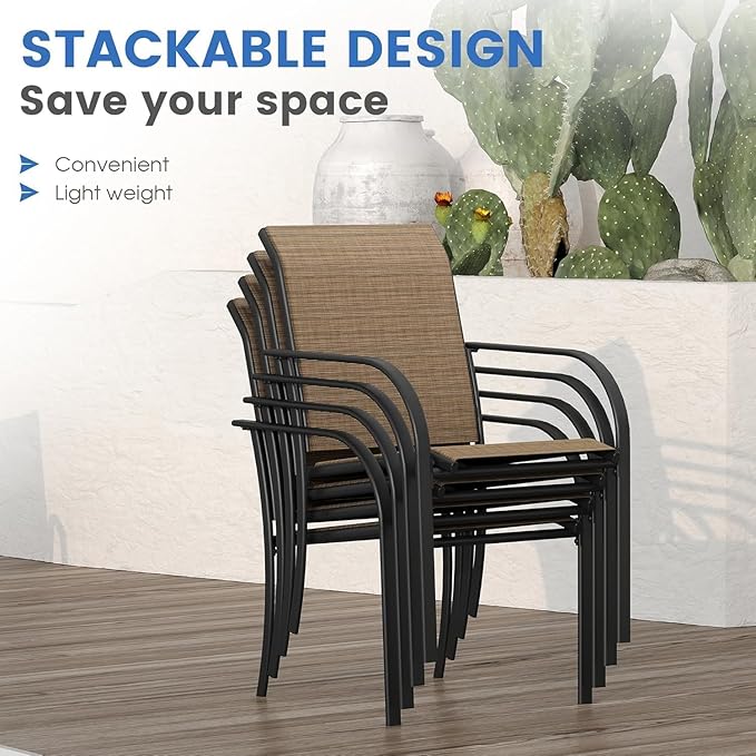VICLLAX Patio Dining Set for 6, All Weather Metal Outdoor Furniture Set- 47" - Image 4