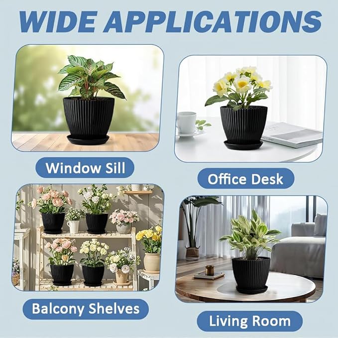 7.5 Inch Black Thickened Plastic Plant Pots - Image 5