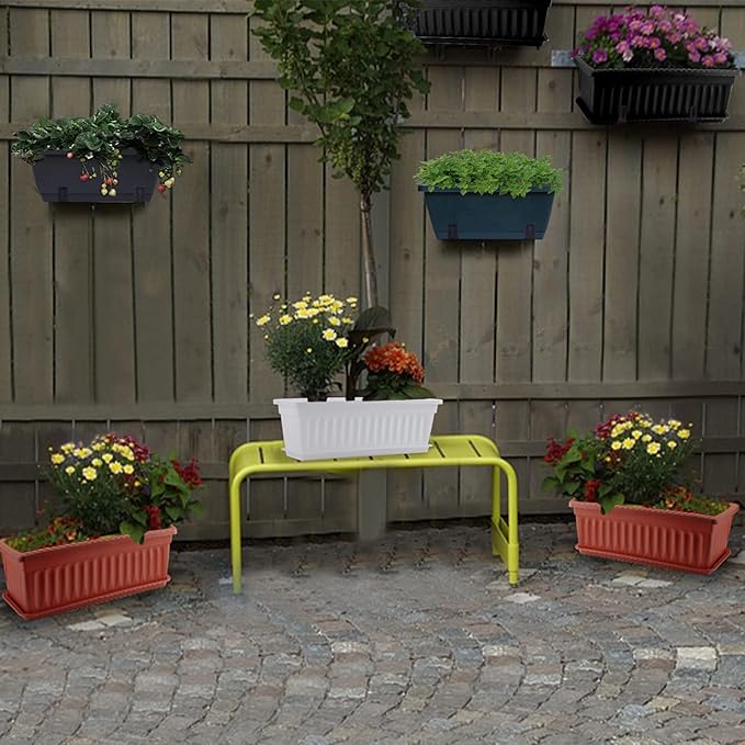 GREANER Rectangle Plastic Flower Boxes, 3 Pack Large Long Planter 16.9x7.48 - Image 7
