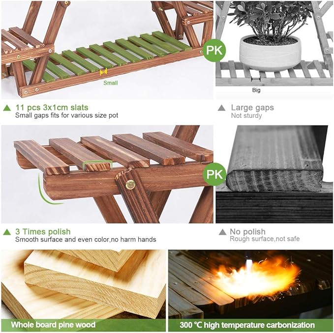 Wood Plant Stand Indoor, 6 Tiered Plant Shelf - Image 4