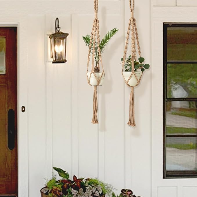 2Pcs Macrame Plant Hangers Indoor & Outdoor, Boho Hanging Planters - Image 9