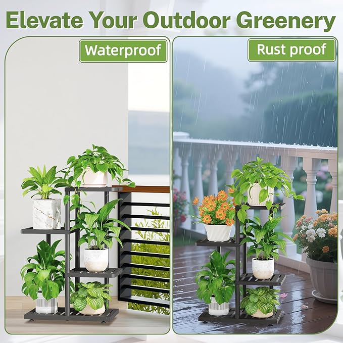 iDavosic.ly Plant Stand Indoor Outdoor, 3-Tier Tall Metal Flower Shelf - Image 4
