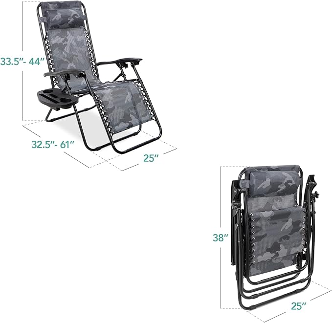 Best Choice Products Set of 2 Adjustable Steel Mesh Zero Gravity Lounge Chair - Image 3