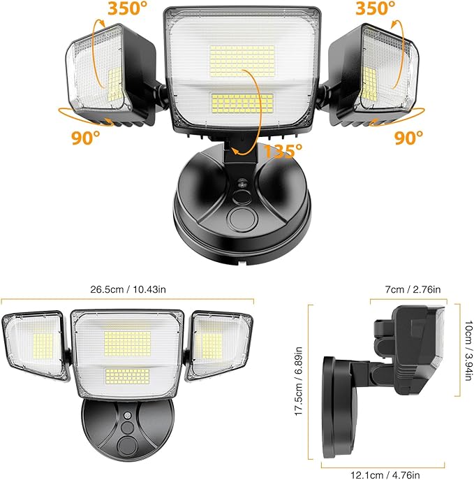 Onforu 90W Flood Lights Outdoor, 10000LM Ultra Bright 4-Head LED Security Light - Image 9