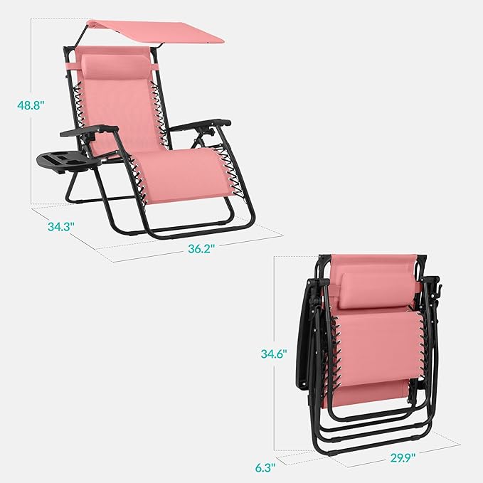 Best Choice Products 30” Wide Folding Zero Gravity Outdoor Recliner Patio - Image 2