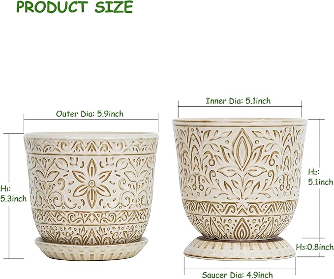 Gepege 6 Inch White Ceramic Planter, Plant Pot - Image 2