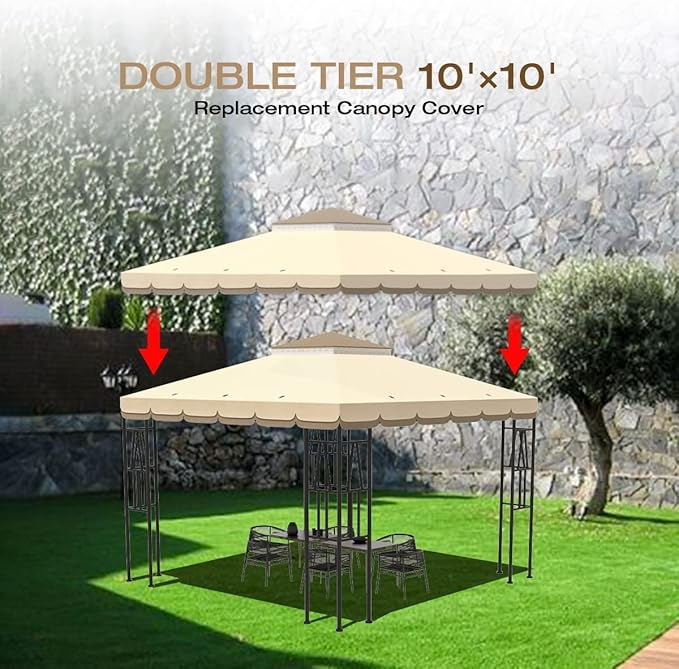 10x10 Canopy Replacement Top Double Tiered Gazebo Cover - Image 6