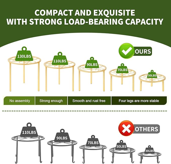 5-piece set of metal plant potted flower racks, heavy-duty flower pot plant - Image 4