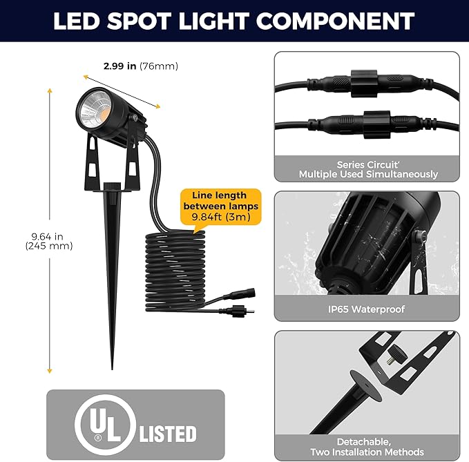 L LOHAS LED RGB Dusk to Dawn Low Voltage Landscape Lighting, IP65 Outdoor - Image 7