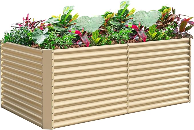 Land Guard 8x4x3ft Rectangular Galvanized Raised Garden Beds, Large-Capacity by LandGuard