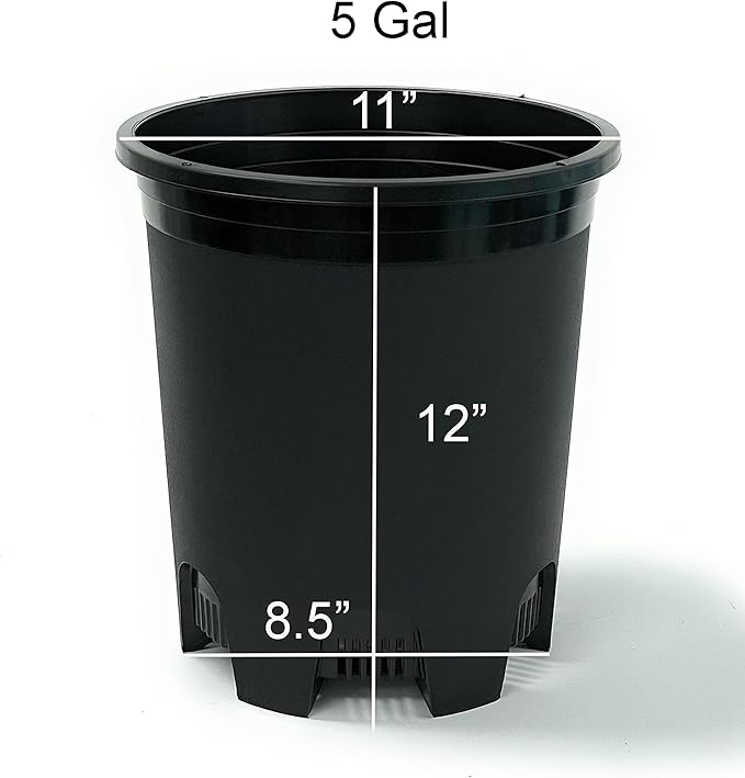 5 Gallon 20-Pack Nursery Pot Black Plastic Planters in Bulk - Image 2