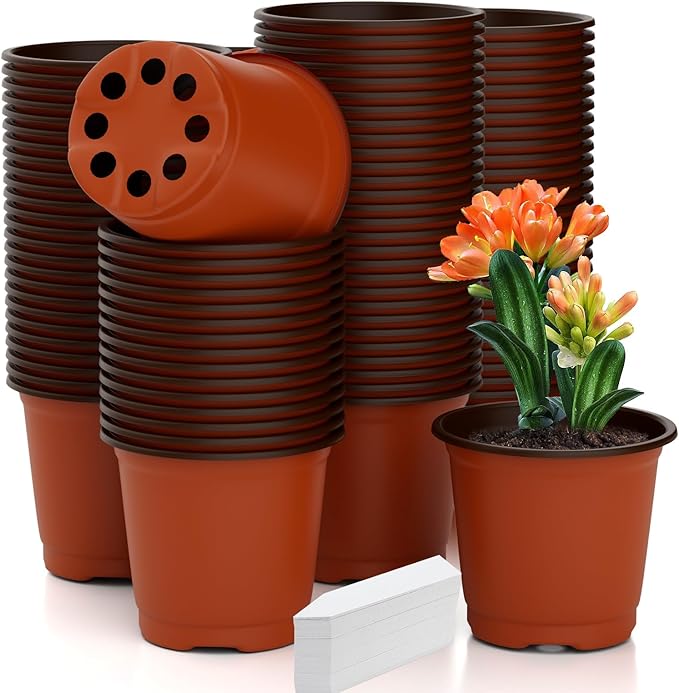 Nursery Pots 100 PCS 4 Inch Plant Pots by Cidenbio