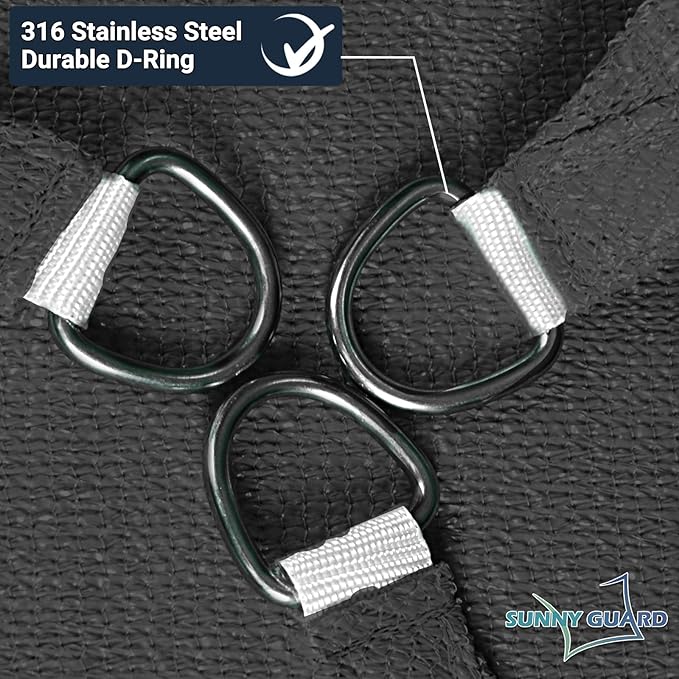 SUNNY GUARD Custom Size 20'x20'x28.3'Graphite Grey Sun Shade Sail Right - Image 6