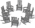 SERWALL Outdoor Rocking Chair Gray Set of 8, All Weather Patio Rocking Chair by SERWALL