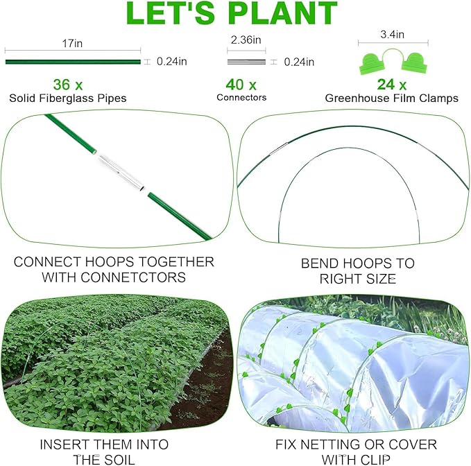 Garden Hoops for Raised Beds Row Cover, Flexible Fiberglass DIY Hoops for - Image 6