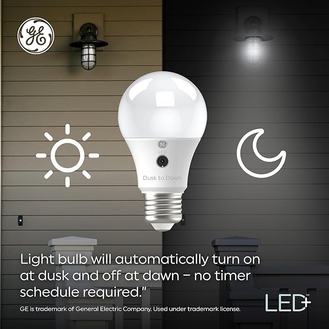 GE LED+ A19 Dusk to Dawn LED Light Bulbs, Automatic On/Off Outdoor Security - Image 4