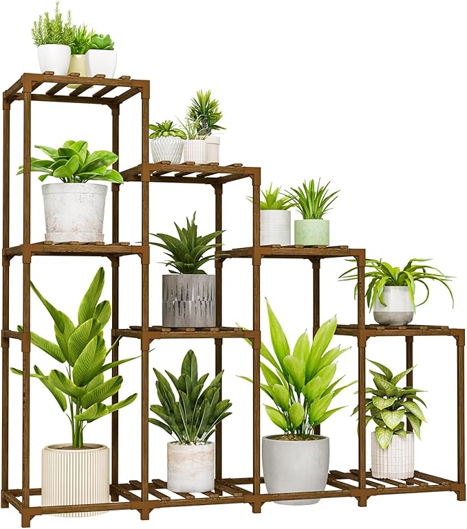 Bamworld Tall Plant Stand Indoor Wood Plant Shelf Outdoor Tiered Plant Rack by Bamworld