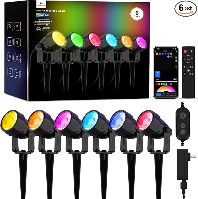 APPECK Landscape Lighting, RGBW Color Changing Low Voltage Landscape Lights by APPECK