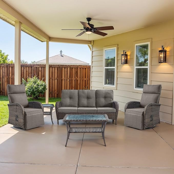 Dual-Adjust Swivel Outdoor Recliner Chair Set of 3 - Image 2