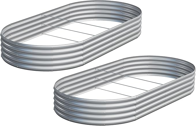 2PCS 8x4x1ft Galvanized Metal Raised Garden Bed Kit, Outdoor Planter Box by Easllre