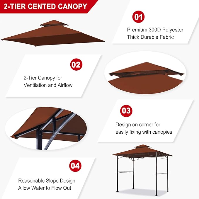 Eurmax USA High Performance Grill Gazebo Canopy Replacement Cover 5x8 BBQ - Image 3