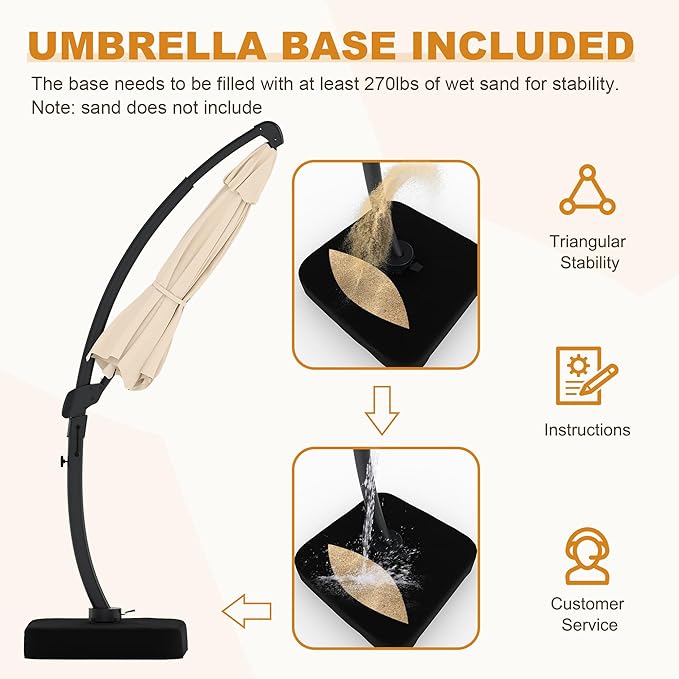 GarveeLife 11FT Cantilever Patio Umbrella - Image 3