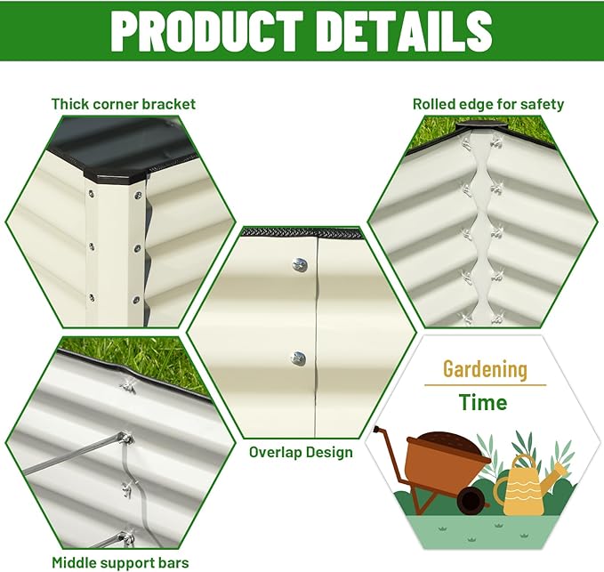 SnugNiture Galvanized Raised Garden Bed 8x4x2FT Outdoor Large Metal Planter Box - Image 3