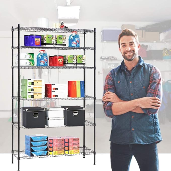 BestOffice | 6-Tier Wire Storage Shelves | 42x16x72 | Black | - Image 7