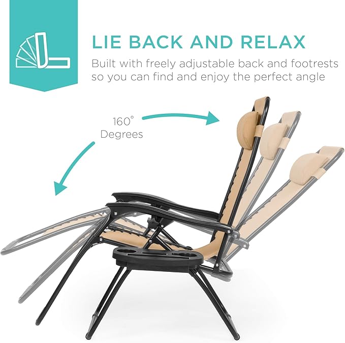 Best Choice Products Set of 2 Adjustable Steel Mesh Zero Gravity Lounge Chair - Image 4