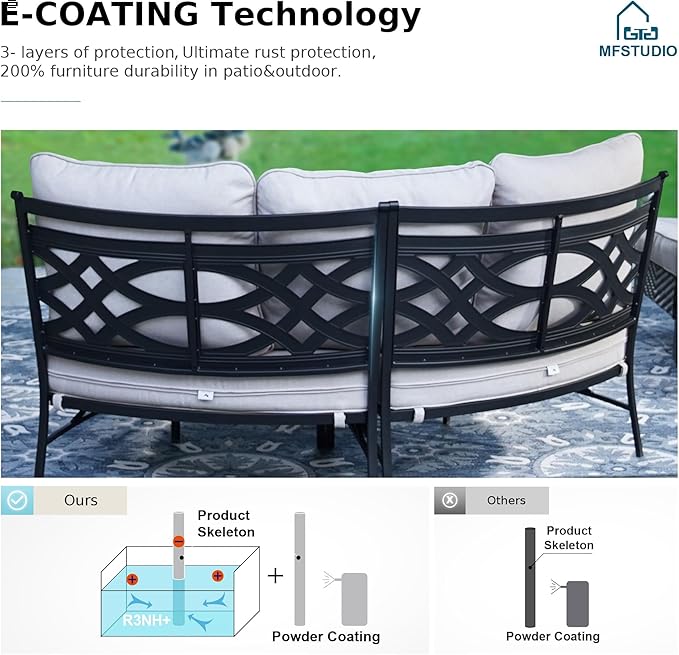 MFSTUDIO Patio Furniture Set, 8 Seats Half-Moon Curved Outdoor Sectional Sofa - Image 5