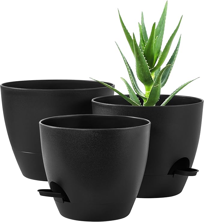 FaithLand 3-Pack Planter Pots, 10 9 8 Inch Self Watering Flower Pots by FaithLand