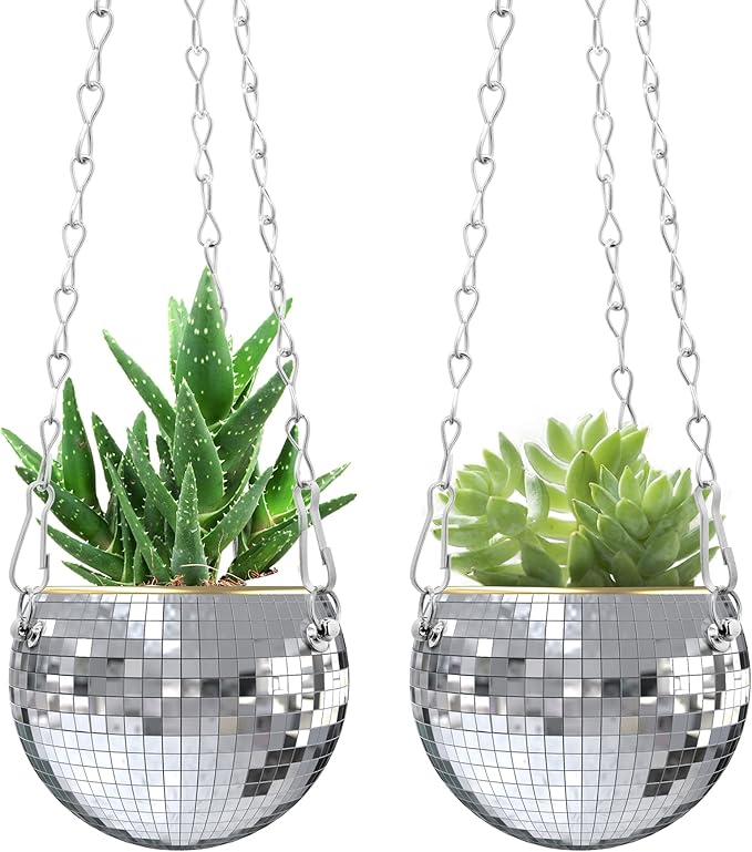 moonoom 2 Pcs Hanging Disco Ball Planter by moonoom