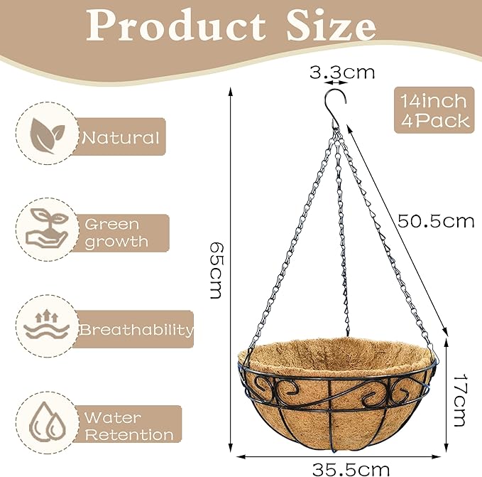 Outdoor Metal Hanging Planters Basket Hanging Baskets - Image 3