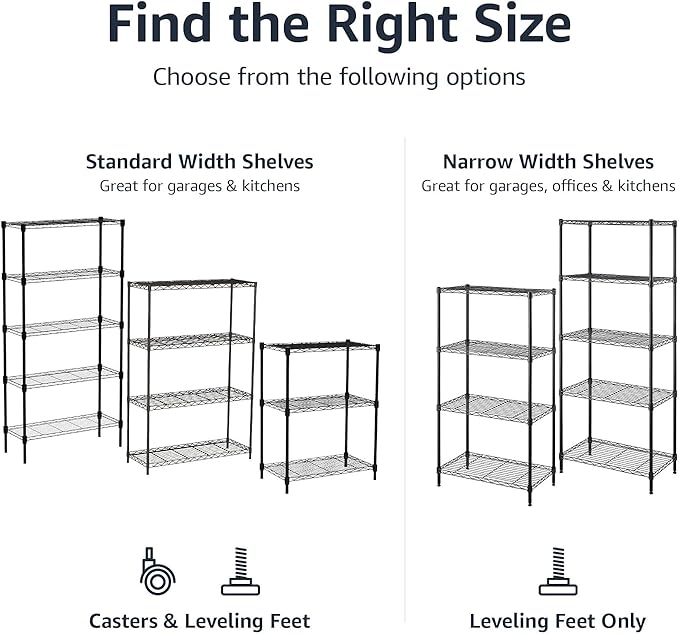 Amazon Basics 5-Shelf Adjustable Heavy Duty Steel Wire Storage Shelves - Image 6