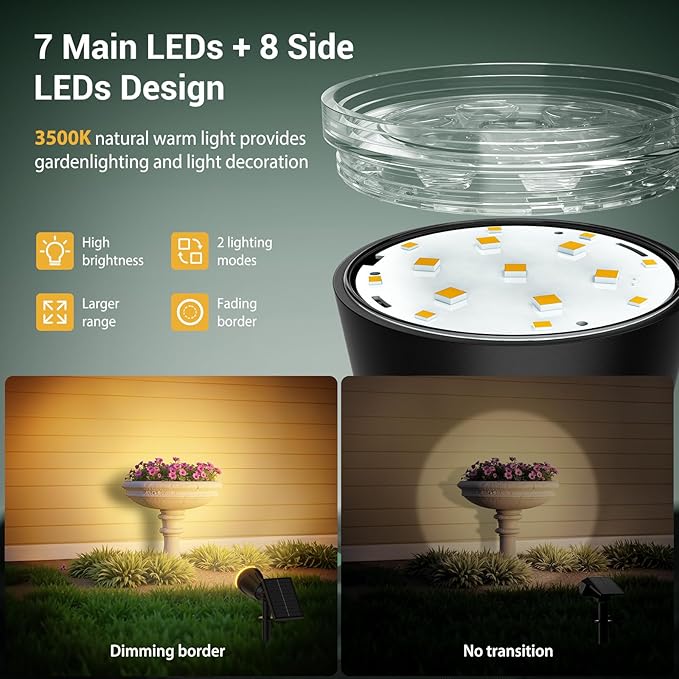 Solar Lights Outdoor Spot Light: 4 Pack 120°&180° Adjustable Bigger LED Solar - Image 5