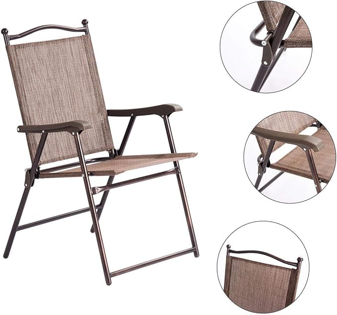 Giantex Set of 2 Patio Folding Chairs, Outdoor Patio Dining Chairs w/Armrest - Image 5