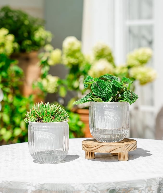 Melphoe Self Watering Pots for Indoor Plants Planter, 4.3 Inch 2 Pack Planters - Image 2