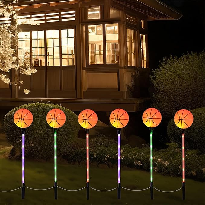 Solar Lights Outdoor, Basketball Theme LED Stake Light by AUGPET