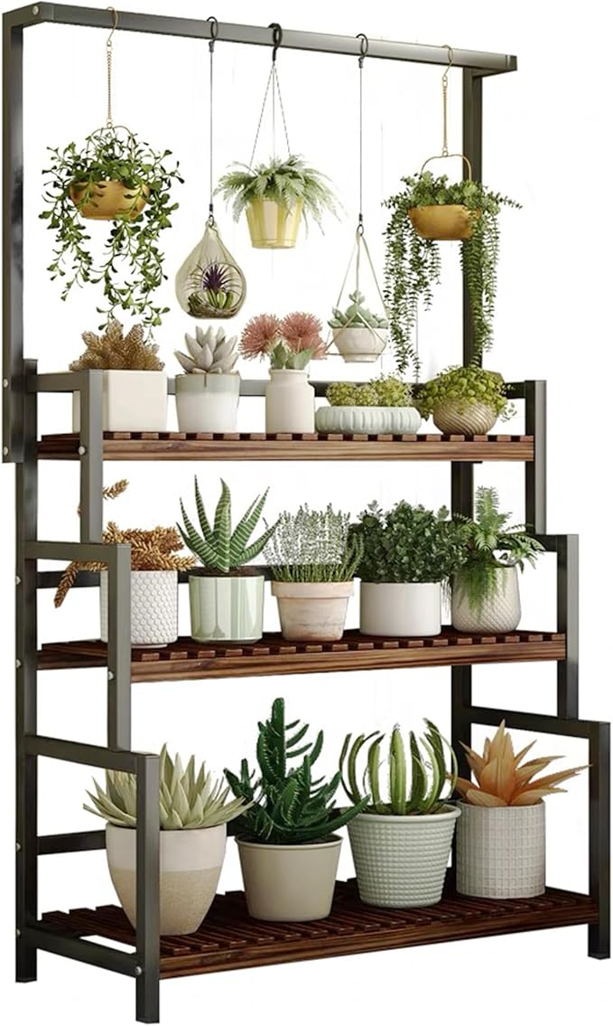yeshine 3-Tier Hanging Plant Stand Indoor, 68 Inch Tall Metal Plant Shelf by yeshine