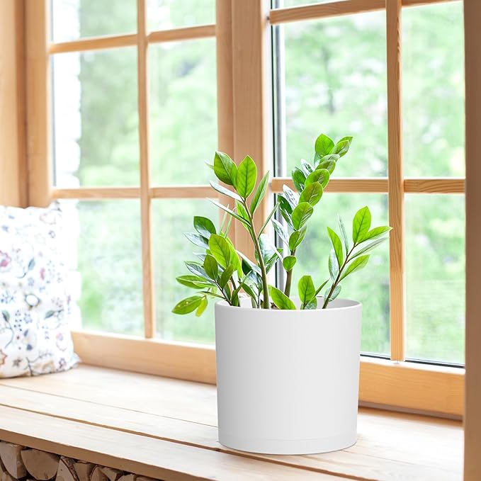 8 Inch Cylinder Plant Pots for Indoor Outdoor Plants, Medium Deep Flower Pots - Image 4