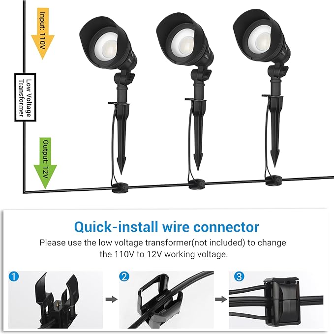 DEWENWILS LED Low Voltage Landscape Lights, 14W 540LM 3000K 12V Aluminum - Image 4