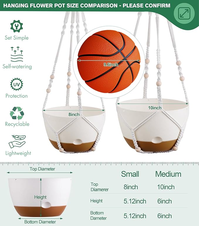 montresor Set of 2-8 Inch Hanging Planters - Image 3