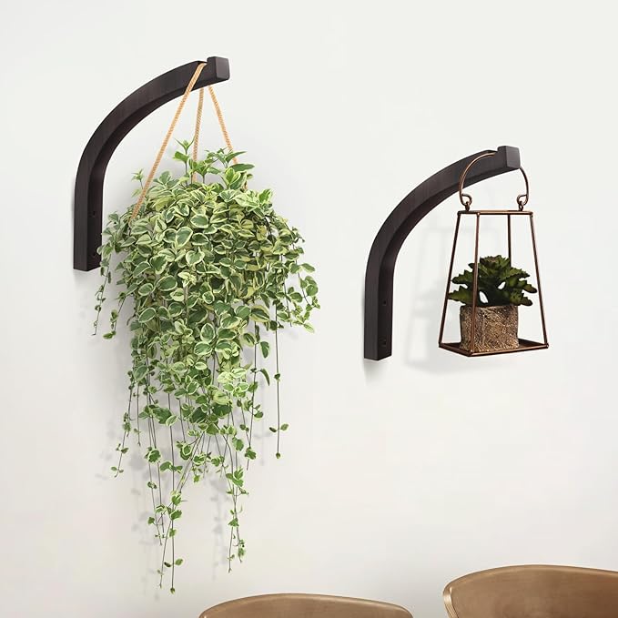 Stylish Wooden Plant Hanger – 2 Pack, 8-Inch Indoor/Outdoor Wall Hooks - Image 2