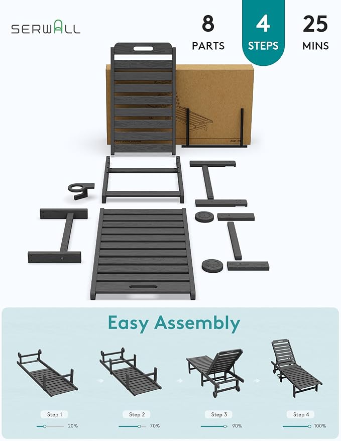 SERWALL Outdoor Chaise Lounge Set of 2 - Image 8