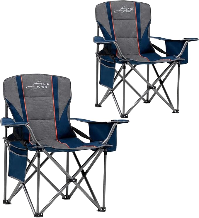 FAIR WIND 2 Pack Heavy Duty Camping Chair, Oversized Padded Folding Chair by FAIRWINDOutdoorEquipment