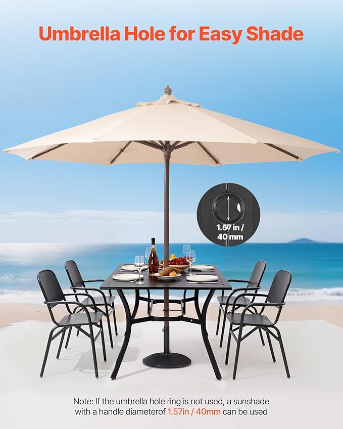 VEVOR Outdoor Patio Dining Table, 59 inch Long Rectangular Metal Steel Slat - Image 6
